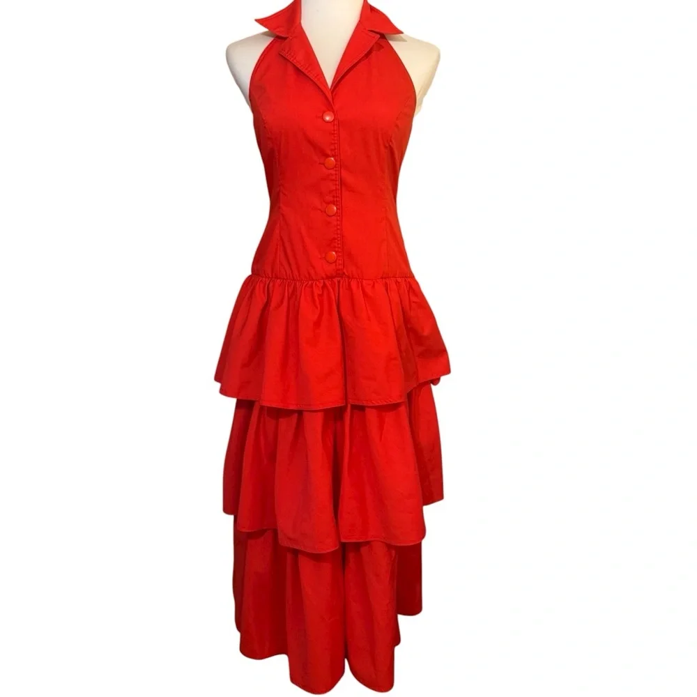 Vintage | Dresses | Vintage 8s Tiered Halter Dress Button Front | Poshmark Vintage | Dresses | Vintage 8s Tiered Halter Dress Button Front | Poshmark